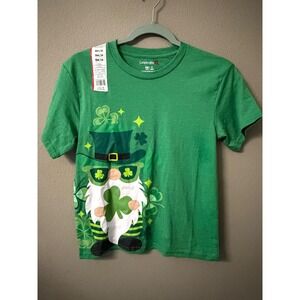 Celebrate it Youth Green Gnome Shamrock St Patricks Day Graphic T Shirt Size S
